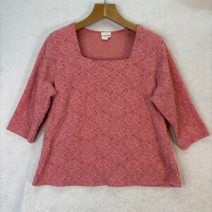 Vtg Fashion Bug Pink Floral Lace Square Neck Top Womens 18/20 Romantic Coquette